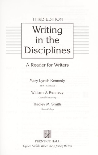 Writing in the Disciplines A Reader for Writers