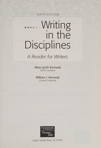 Writing in the Disciplines A Reader for Writers