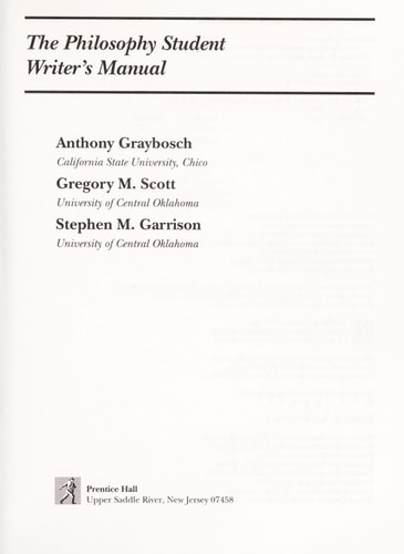 The Philosophy Student Writer's Manual