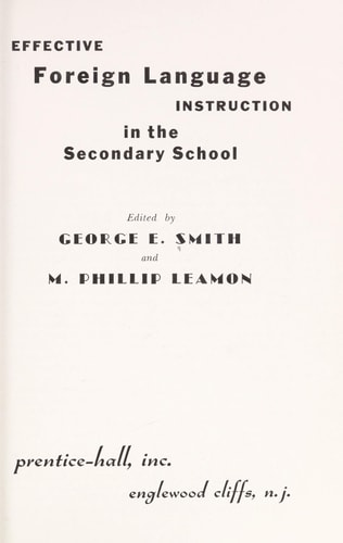 Effective Foreign Language Instruction in the Secondary School