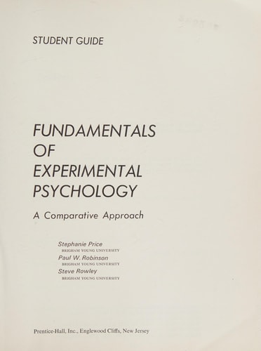 Fundamentals of Experimental Psychology A Comparative Approach : Student Guide