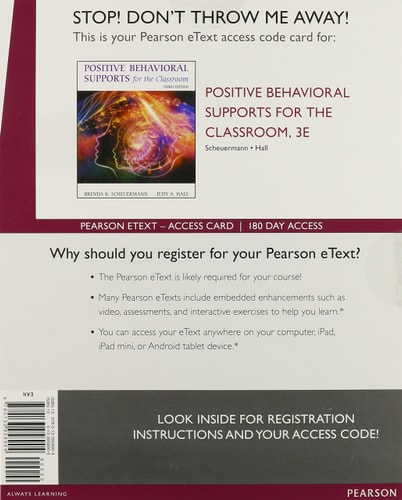 Positive Behavioral Supports for the Classroom -- Enhanced Pearson eText