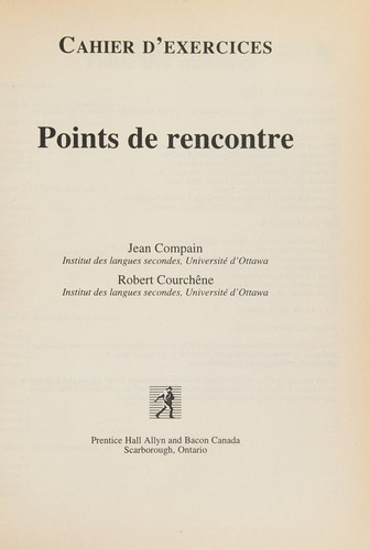 Points de Recontre Cahier D'Exercices
