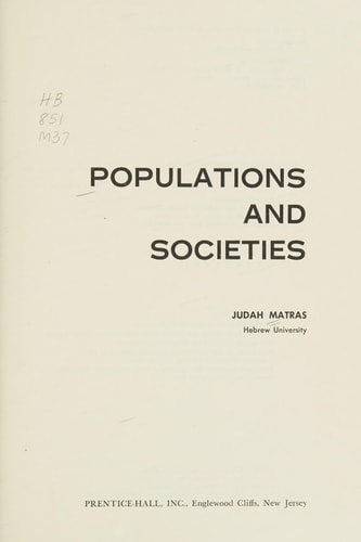 Populations and societies (Prentice-Hall series in sociology)