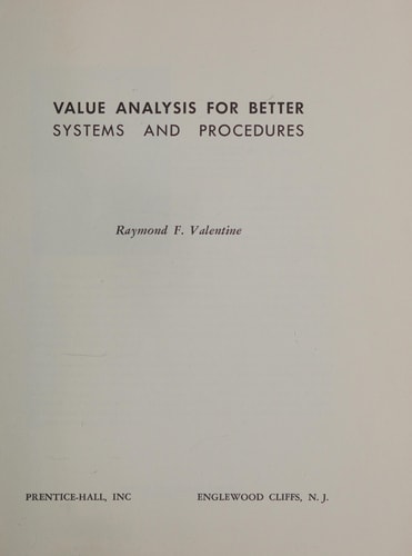 Value analysis for better systems and procedures