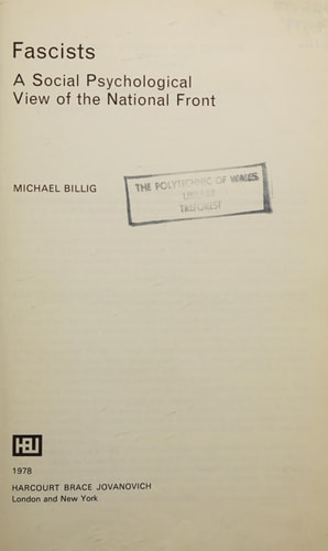 Fascists: A Social Psychological View of the National Front