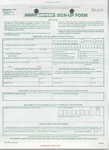 Direct Deposit Sign-Up Form: Standard Form 1199A