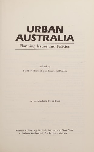 Urban Australia: Planning Issues and Policies