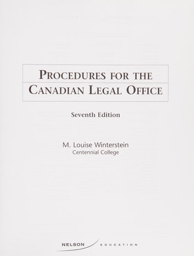 Procedures for the Canadian Legal Office
