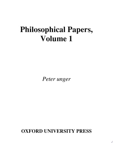 Philosophical Papers: Volume One