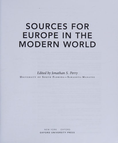 Sources for Europe in the Modern World