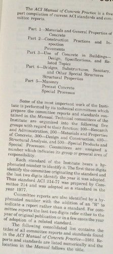 ACI Manual of Concrete Practice: Part 1: Materials and General Properties of Concrete