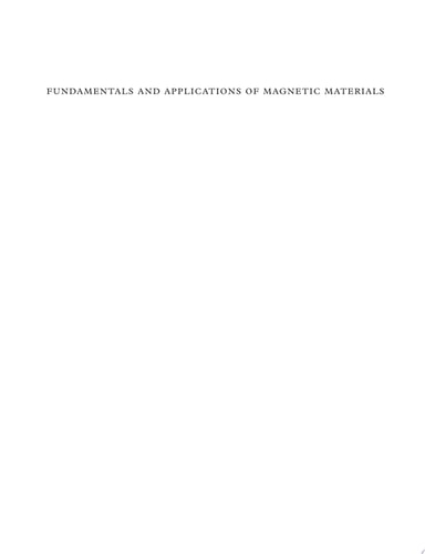 Fundamentals and Applications of Magnetic Materials