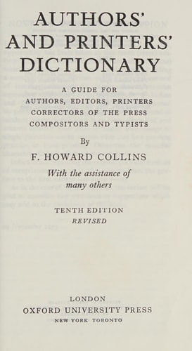 Authors' and Printers' Dictionary