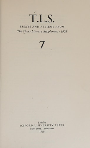 Times Literary Supplement: Essays and Reviews 1968