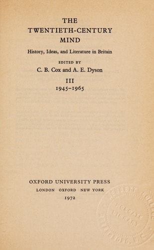 Twentieth Century Mind 1918