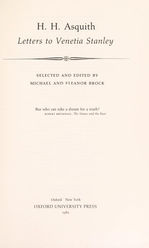 H.H. Asquith: Letters to Venetia Stanley