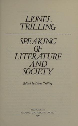 Speaking of Literature and Society