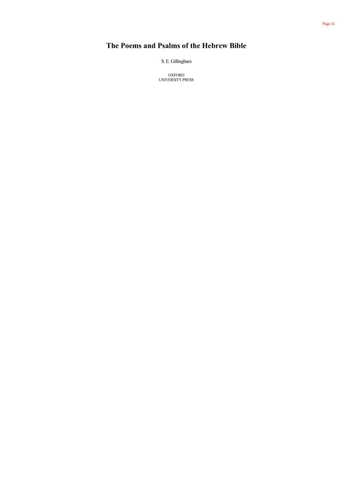 The Poems and Psalms of the Hebrew Bible