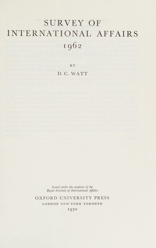 Survey of International Affairs 1962