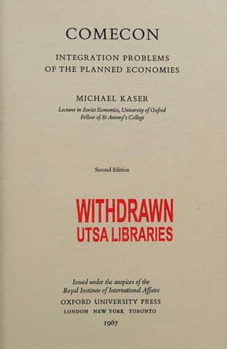 Comecon: Integration Problems of the Planned Economies