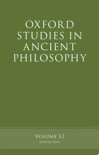 Oxford Studies in Ancient Philosophy: Volume 51