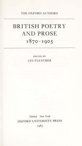 British Poetry and Prose 1870-1905