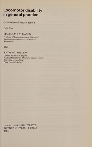 Locomotor Disability in General Practice