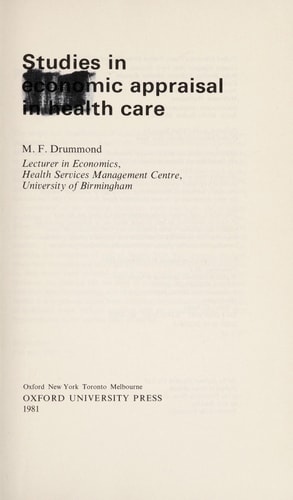 Studies in Economic Appraisal in Health Care: Volume 2