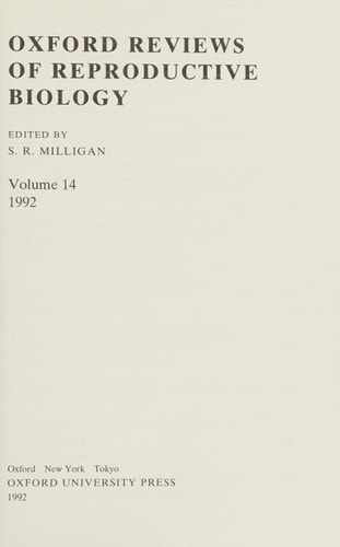 Oxford Reviews of Reproductive Biology: Volume 14