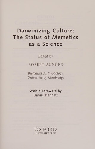 Darwinizing Culture: The Status of Memetics as a Science