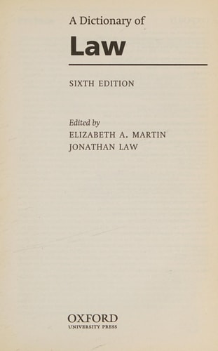 A Dictionary of Law
