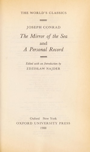 The Mirror of the Sea and A Personal Record