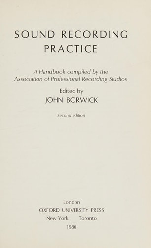 Sound Recording Practice: A Handbook
