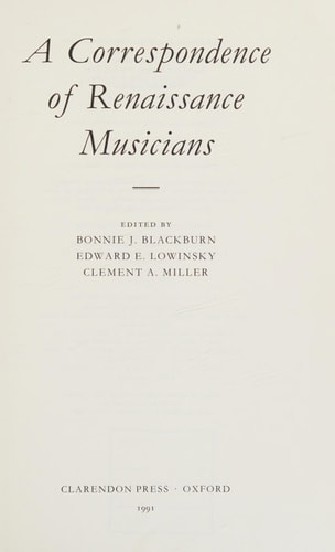 A Correspondence of Renaissance Musicians