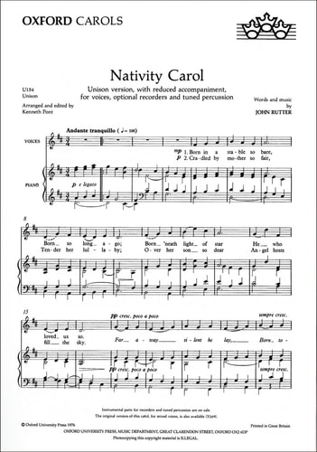Nativity Carol: Unison Vocal Score