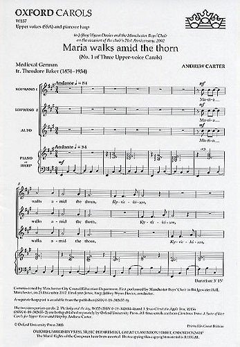 Maria Walks Amid the Thorn: No. 1 of Three Upper-Voice Carols