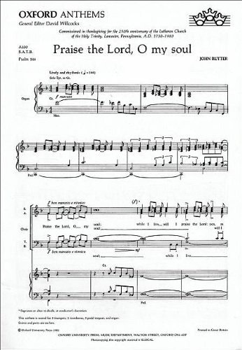 Praise the Lord, o My Soul: Vocal Score