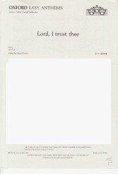 Lord, I Trust Thee: Vocal Score