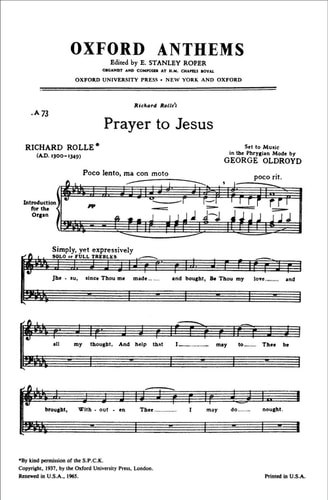 Prayer to Jesus: Vocal Score