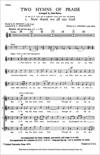 Now Thank We All Our God: No. 1 of Two Hymns of Praise