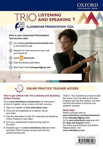 Trio Listening and Speaking Level 1: Teacher's Online Practice Pack with Classroom Presentation Tool