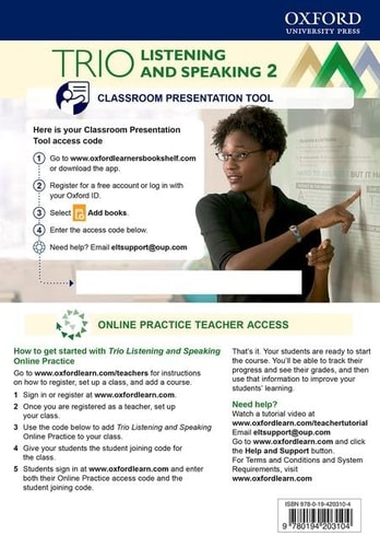 Trio Listening and Speaking Level Two: Teacher's Online Practice Pack with Classroom Presentation Tool