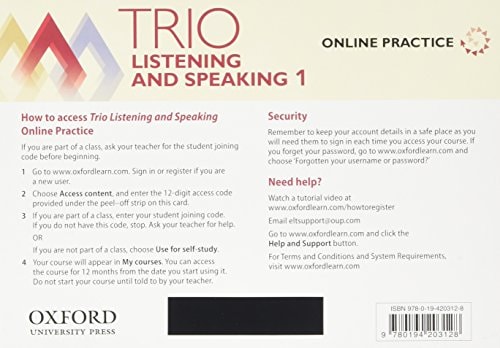 Trio Listening and Speaking Level 1: Online Practice Access Code Card
