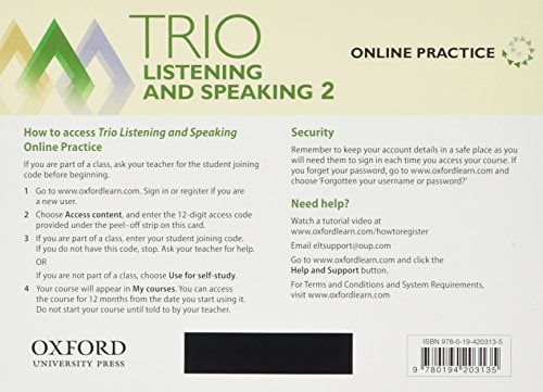 Trio Listening and Speaking Level Two: Online Practice Access Code Card
