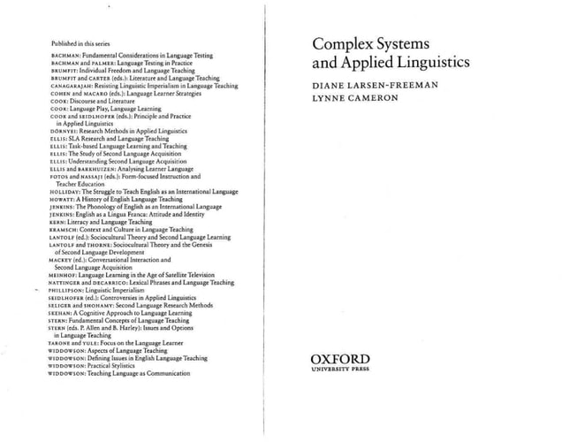 Complex Systems and Applied Linguistics
