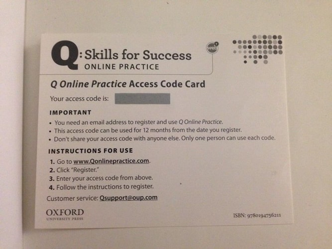 Q: Skills for Success Student Access Code Card