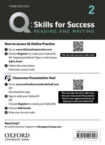 Q: Skills for Success 3: Reading and Writing iQ and Classroom Presentation Tool: Teacher Access Code Card Pack