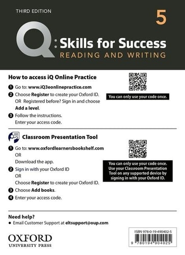 Q: Skills for Success 5: Reading and Writing IQ and Classroom Presentation Tool: Teacher Access Code Card Pack