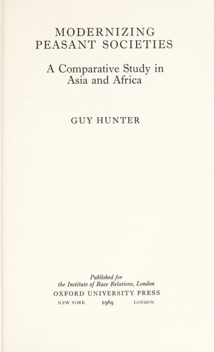 Modernizing Peasant Societies: A Comparative Study of Asia and Africa